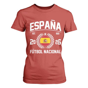 Spain 2026 Soccer Football Fan Spanish Flag T Shirt For Women TS14 Red Print Your Wear