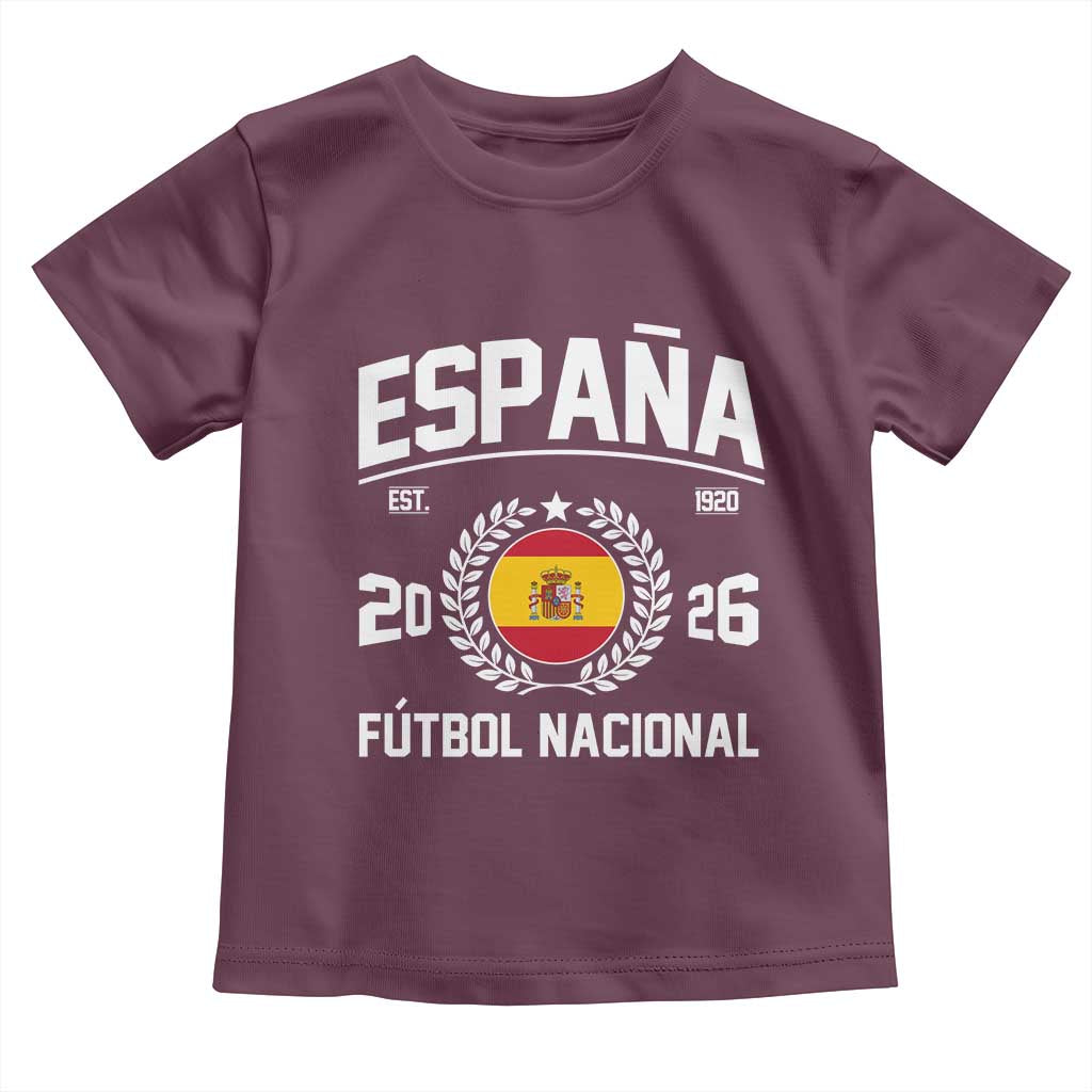 Spain 2026 Soccer Football Fan Spanish Flag Toddler T Shirt TS14 Maroon Print Your Wear