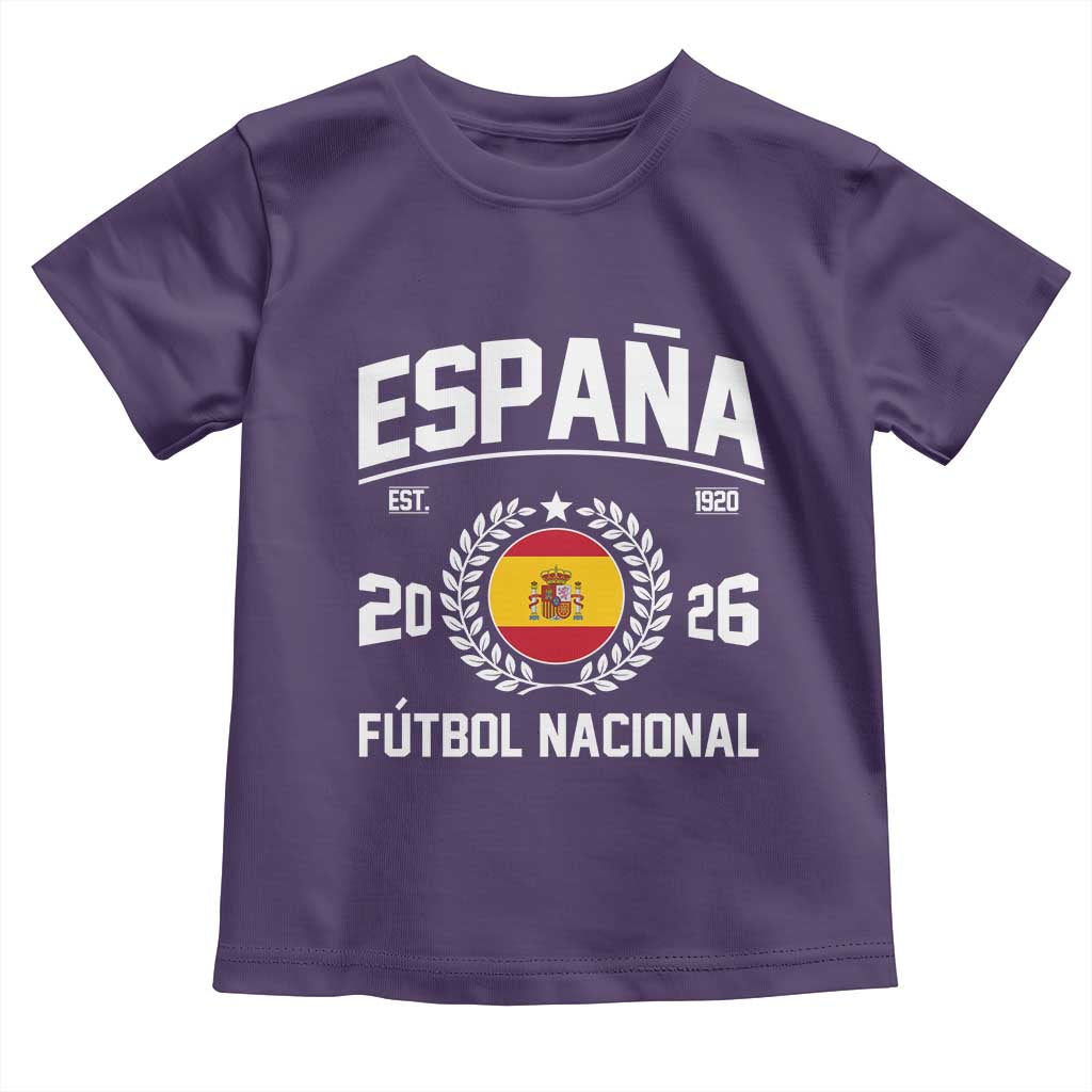 Spain 2026 Soccer Football Fan Spanish Flag Toddler T Shirt TS14 Purple Print Your Wear