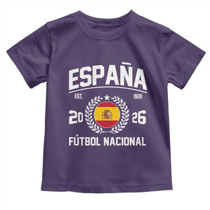 Spain 2026 Soccer Football Fan Spanish Flag Toddler T Shirt TS14 Purple Print Your Wear