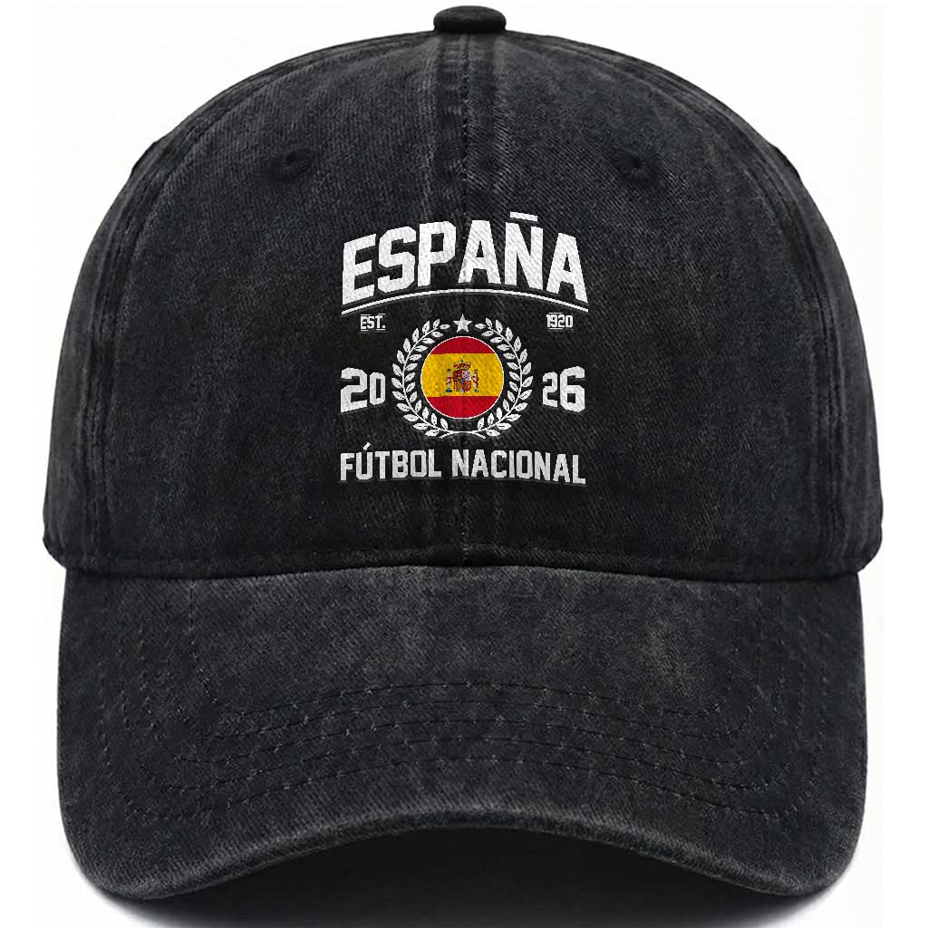 Spain 2026 Soccer Football Fan Spanish Flag Washed Cotton Baseball Cap TS14 Print Your Wear