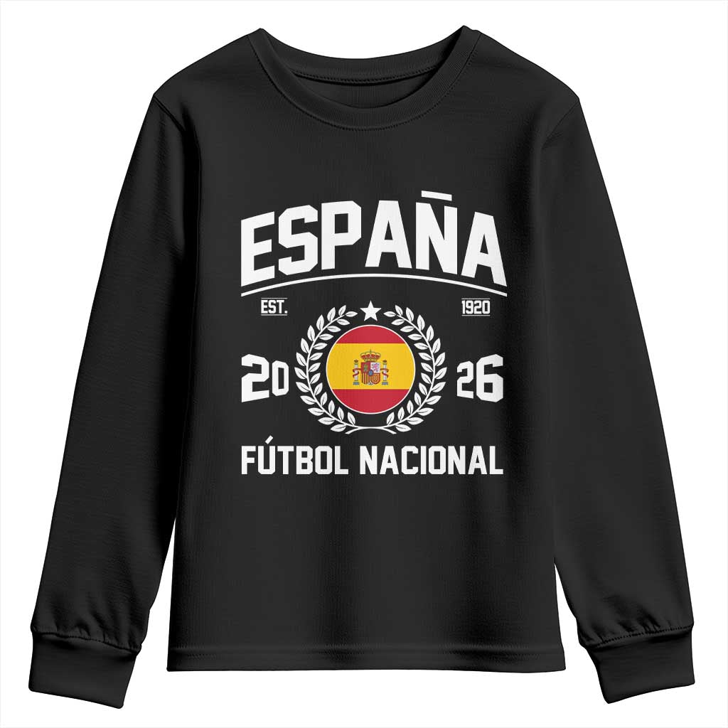 Spain 2026 Soccer Football Fan Spanish Flag Youth Sweatshirt TS14 Black Print Your Wear