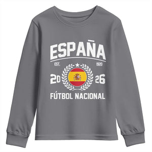 Spain 2026 Soccer Football Fan Spanish Flag Youth Sweatshirt TS14 Charcoal Print Your Wear