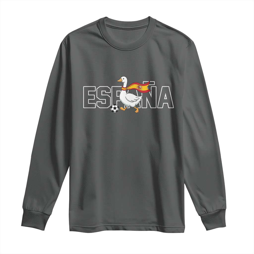 Espana Spain Soccer Football Long Sleeve Shirt Silly Goose Spanish Flag Fan Supporter TS14 Dark Heather Print Your Wear
