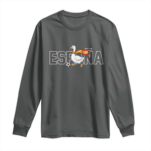 Espana Spain Soccer Football Long Sleeve Shirt Silly Goose Spanish Flag Fan Supporter TS14 Dark Heather Print Your Wear