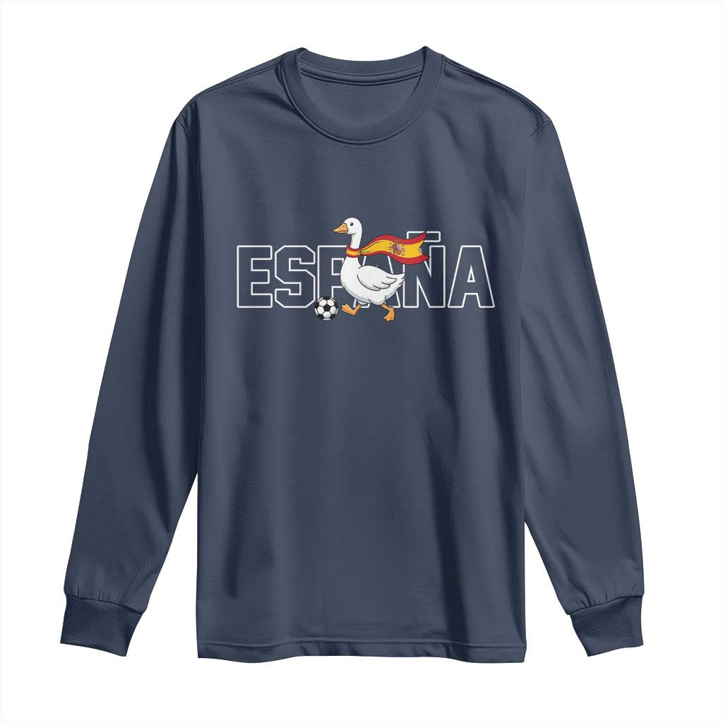 Espana Spain Soccer Football Long Sleeve Shirt Silly Goose Spanish Flag Fan Supporter TS14 Navy Print Your Wear