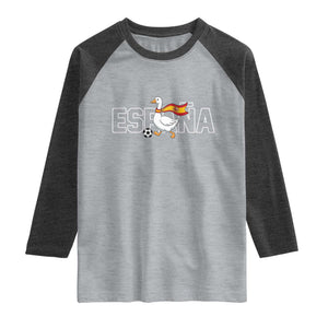 Espana Spain Soccer Football Raglan Shirt Silly Goose Spanish Flag Fan Supporter TS14 Heather Gray Heather Charcoal Print Your Wear