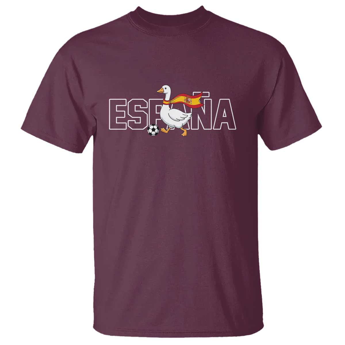 Espana Spain Soccer Football T Shirt Silly Goose Spanish Flag Fan Supporter TS14 Maroon Print Your Wear