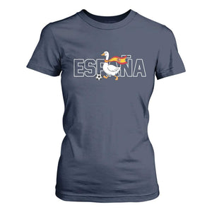 Espana Spain Soccer Football T Shirt For Women Silly Goose Spanish Flag Fan Supporter TS14 Navy Print Your Wear