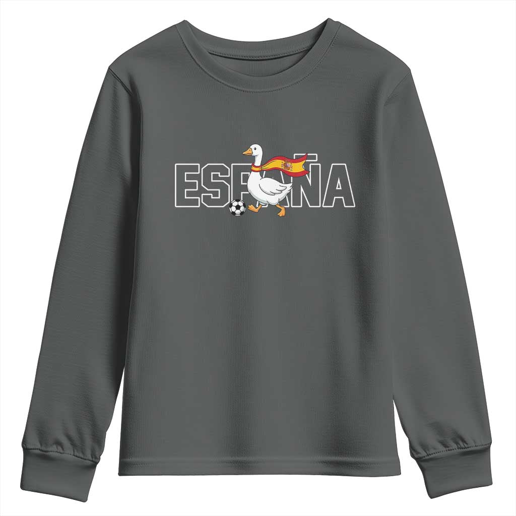Espana Spain Soccer Football Youth Sweatshirt Silly Goose Spanish Flag Fan Supporter TS14 Dark Heather Print Your Wear