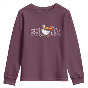 Espana Spain Soccer Football Youth Sweatshirt Silly Goose Spanish Flag Fan Supporter TS14 Maroon Print Your Wear