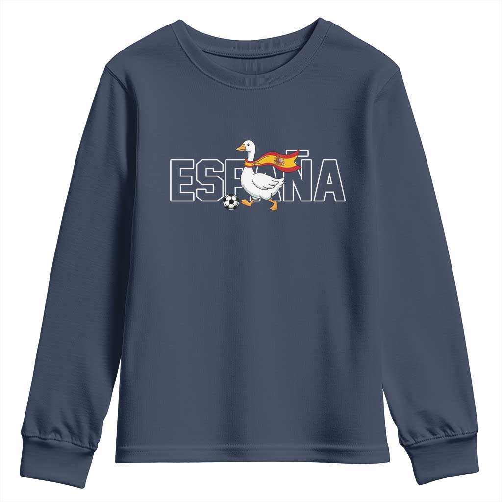 Espana Spain Soccer Football Youth Sweatshirt Silly Goose Spanish Flag Fan Supporter TS14 Navy Print Your Wear