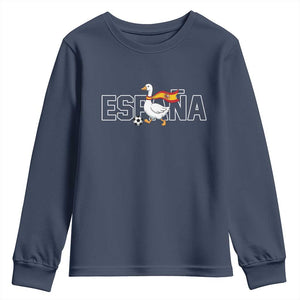 Espana Spain Soccer Football Youth Sweatshirt Silly Goose Spanish Flag Fan Supporter TS14 Navy Print Your Wear