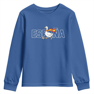 Espana Spain Soccer Football Youth Sweatshirt Silly Goose Spanish Flag Fan Supporter TS14 Royal Blue Print Your Wear