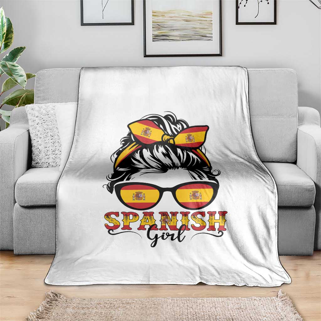 Espana Spain Messy Bun Girl Spanish Flag Throw Blanket TS14 Print Your Wear