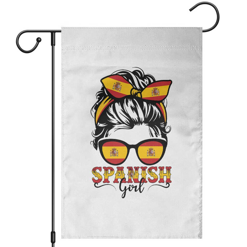 Espana Spain Messy Bun Girl Spanish Flag Garden Flag TS14 White Print Your Wear