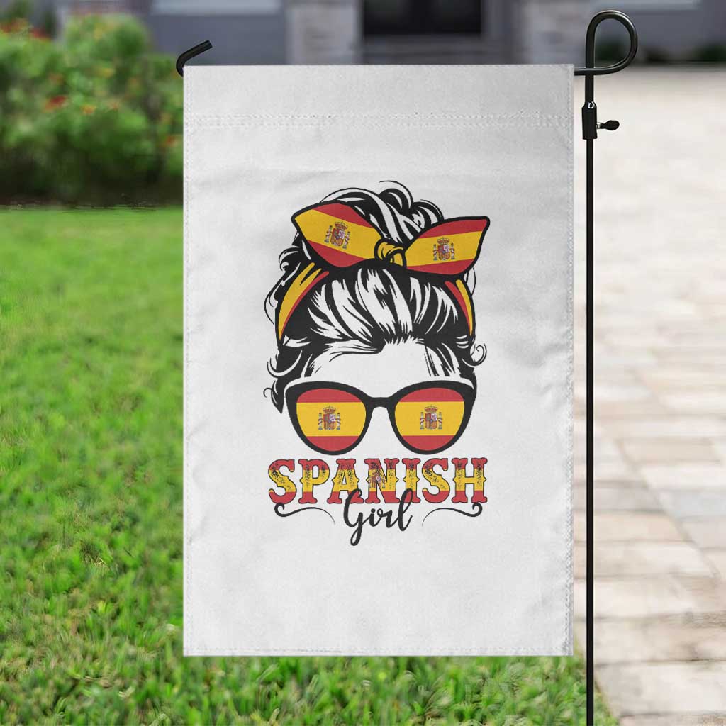 Espana Spain Messy Bun Girl Spanish Flag Garden Flag TS14 Print Your Wear
