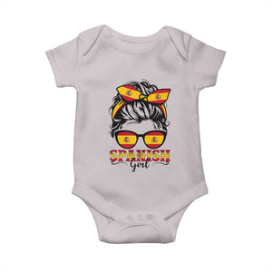 Espana Spain Messy Bun Girl Spanish Flag Baby Onesie TS14 Ice Gray Print Your Wear