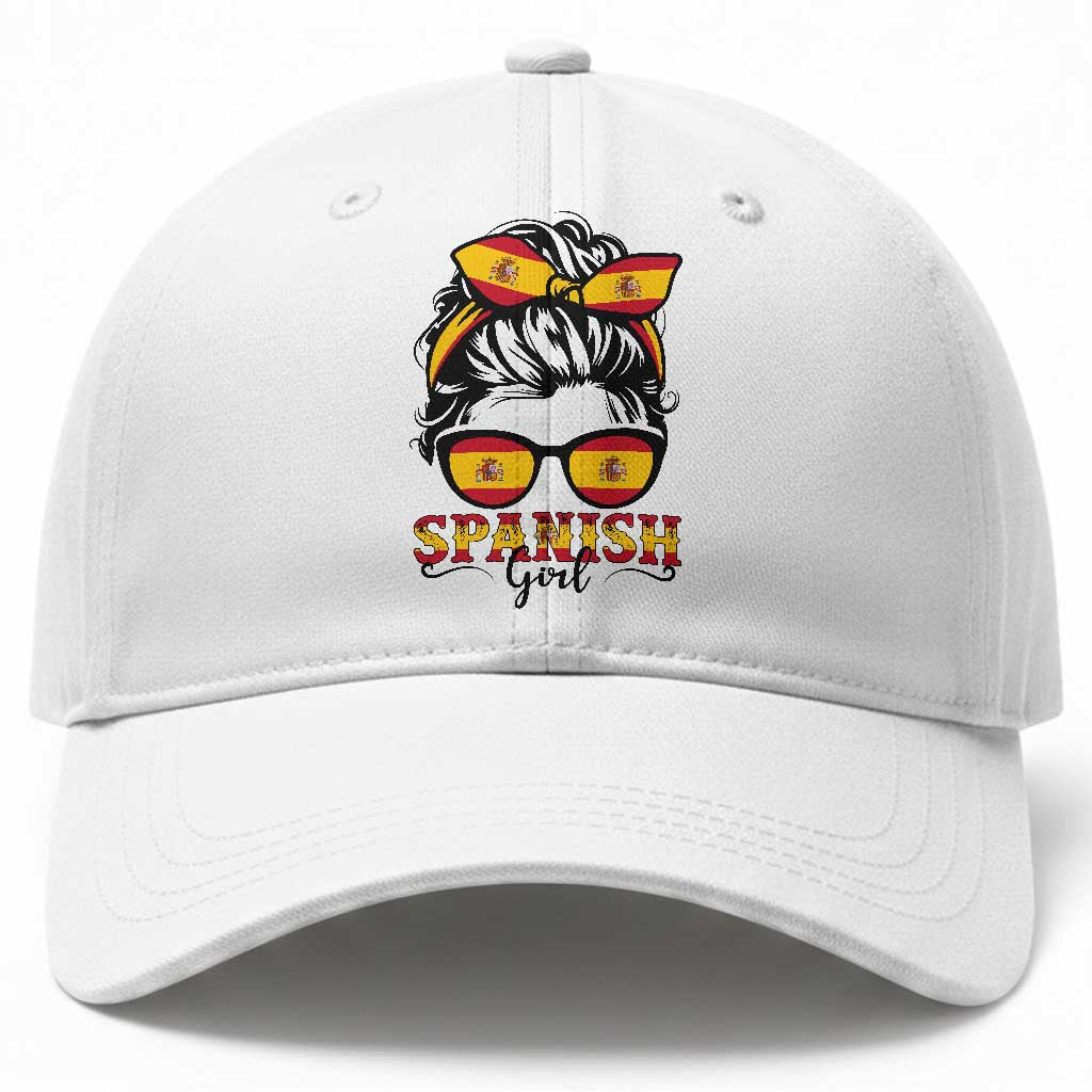 Espana Spain Messy Bun Girl Spanish Flag Baseball Cap TS14 Print Your Wear