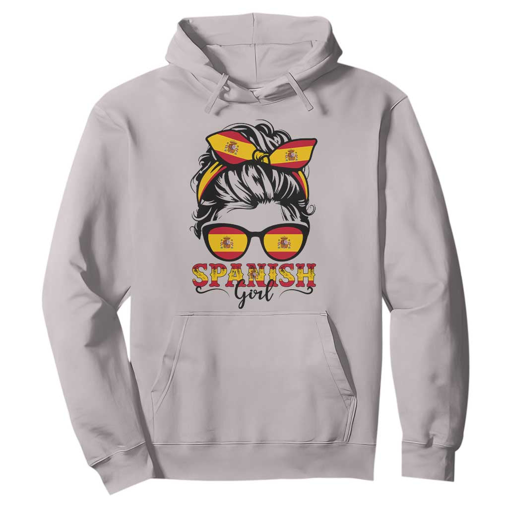 Espana Spain Messy Bun Girl Spanish Flag Hoodie TS14 Ice Gray Print Your Wear