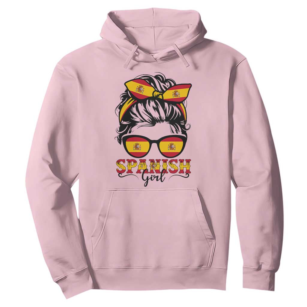 Espana Spain Messy Bun Girl Spanish Flag Hoodie TS14 Light Pink Print Your Wear