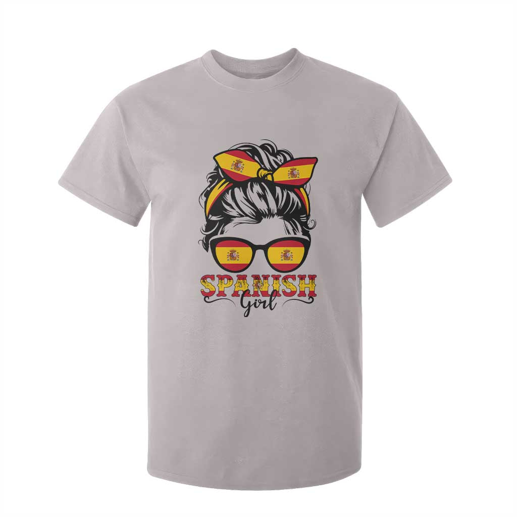 Espana Spain Messy Bun Girl Spanish Flag T Shirt For Kid TS14 Ice Gray Print Your Wear