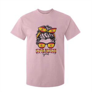 Espana Spain Messy Bun Girl Spanish Flag T Shirt For Kid TS14 Light Pink Print Your Wear