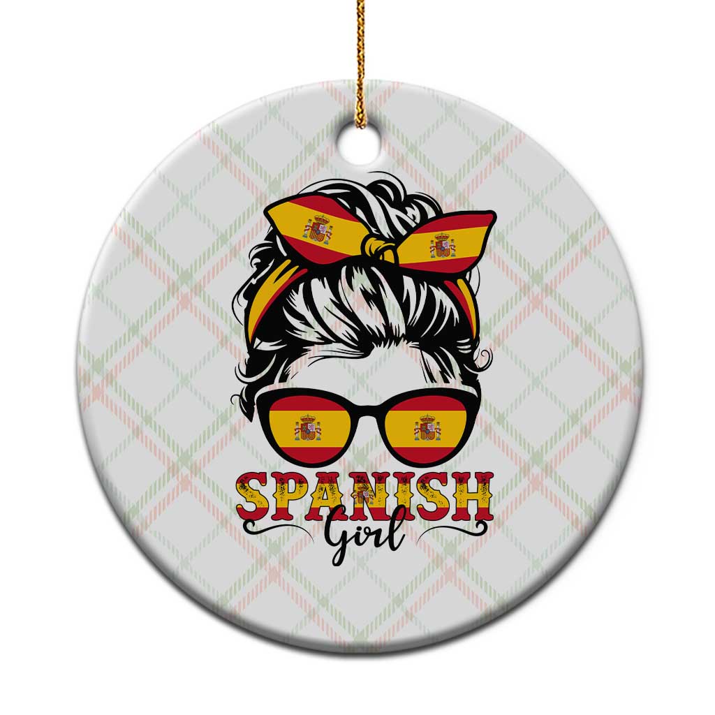 Espana Spain Messy Bun Girl Spanish Flag Ceramic Ornament TS14 1pc Christmas Plaid Print Your Wear