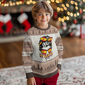 Espana Spain Messy Bun Girl Spanish Flag Ugly Christmas Sweater TS14 Mocha Mousse Print Your Wear