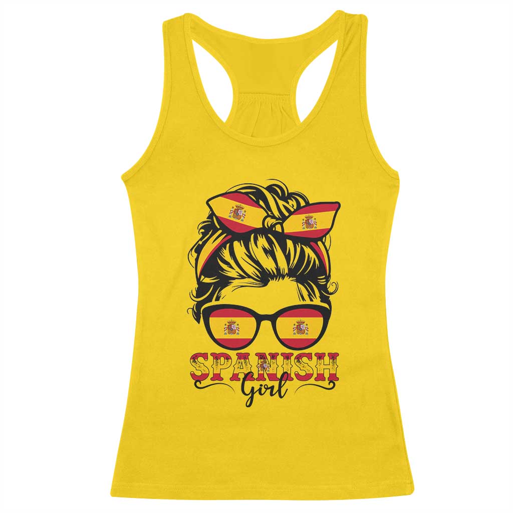 Espana Spain Messy Bun Girl Spanish Flag Racerback Tank Top TS14 Daisy Print Your Wear