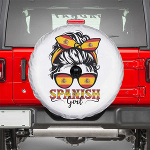Espana Spain Messy Bun Girl Spanish Flag Spare Tire Cover TS14 White Print Your Wear