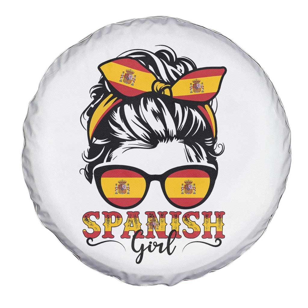 Espana Spain Messy Bun Girl Spanish Flag Spare Tire Cover TS14 Print Your Wear