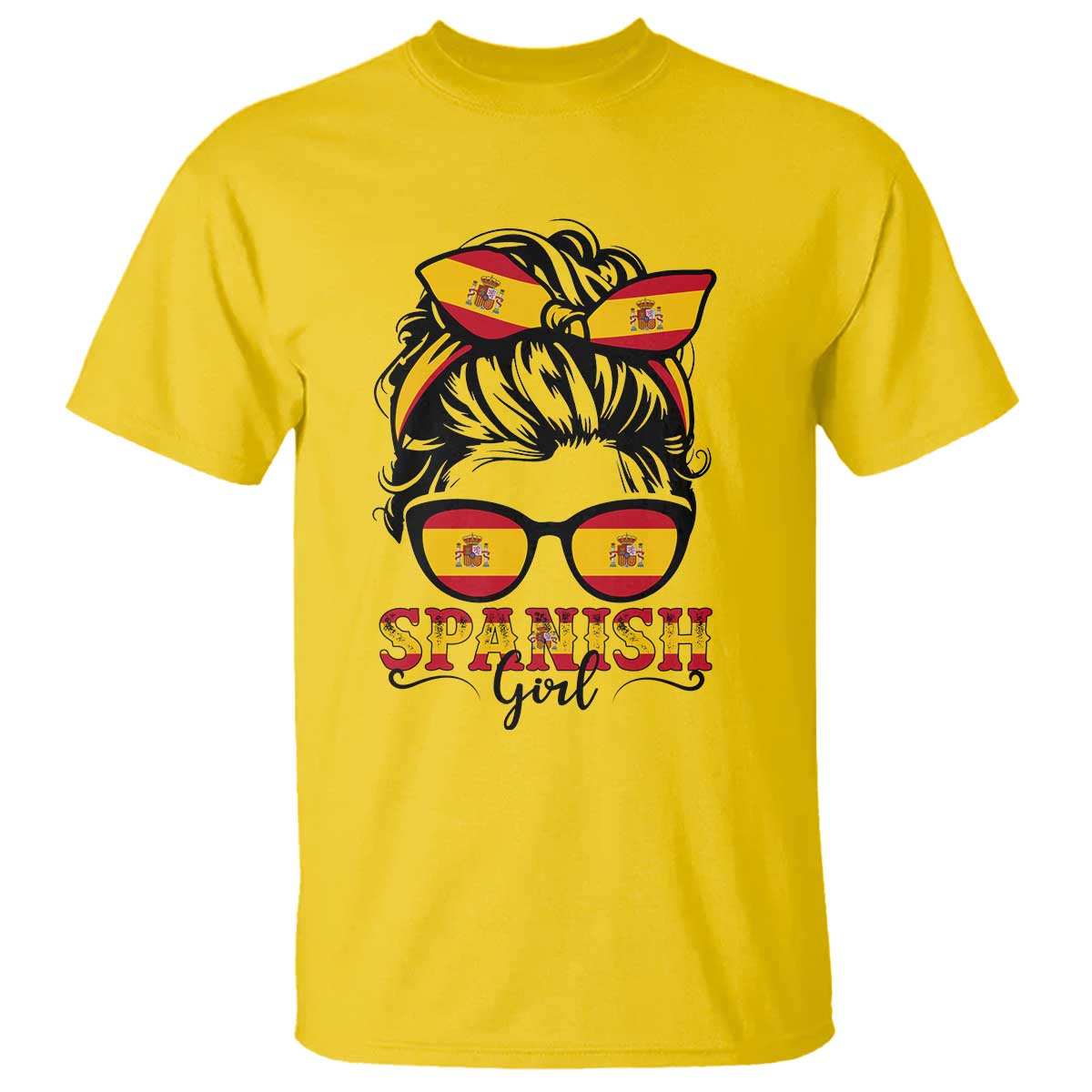 Espana Spain Messy Bun Girl Spanish Flag T Shirt TS14 Daisy Print Your Wear