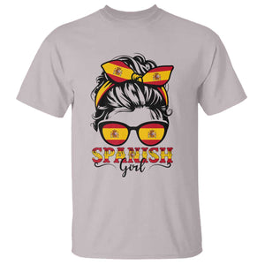 Espana Spain Messy Bun Girl Spanish Flag T Shirt TS14 Ice Gray Print Your Wear