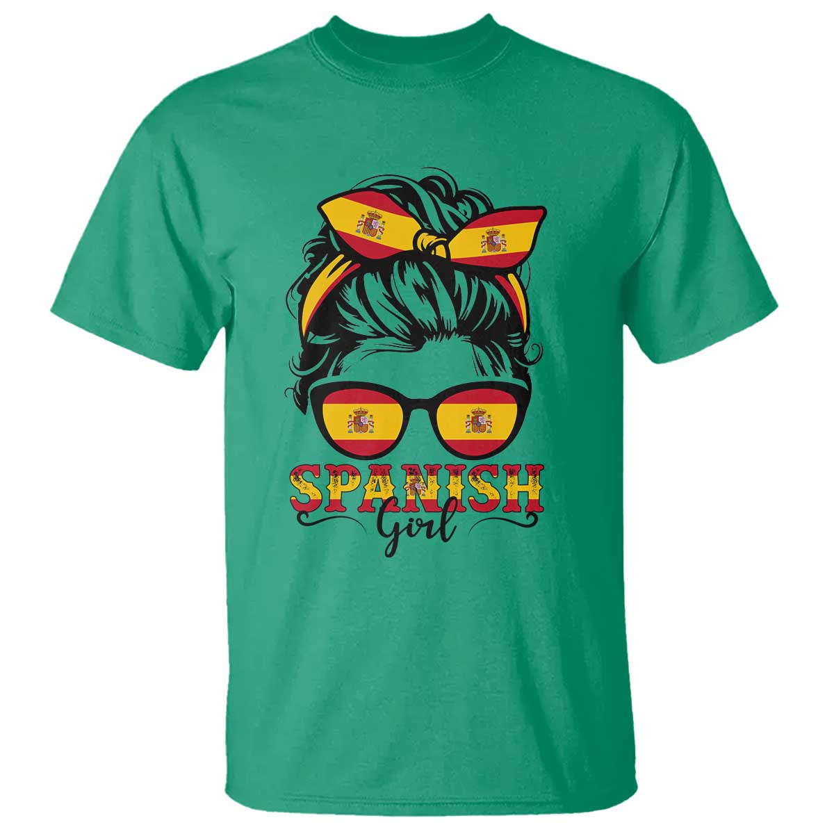 Espana Spain Messy Bun Girl Spanish Flag T Shirt TS14 Irish Green Print Your Wear