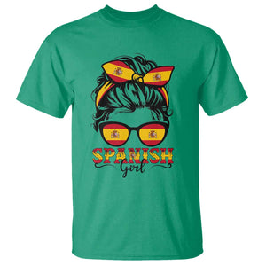 Espana Spain Messy Bun Girl Spanish Flag T Shirt TS14 Irish Green Print Your Wear