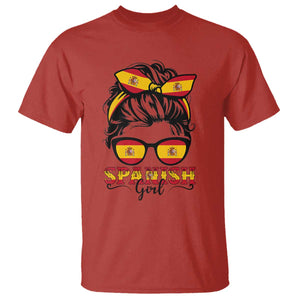 Espana Spain Messy Bun Girl Spanish Flag T Shirt TS14 Red Print Your Wear