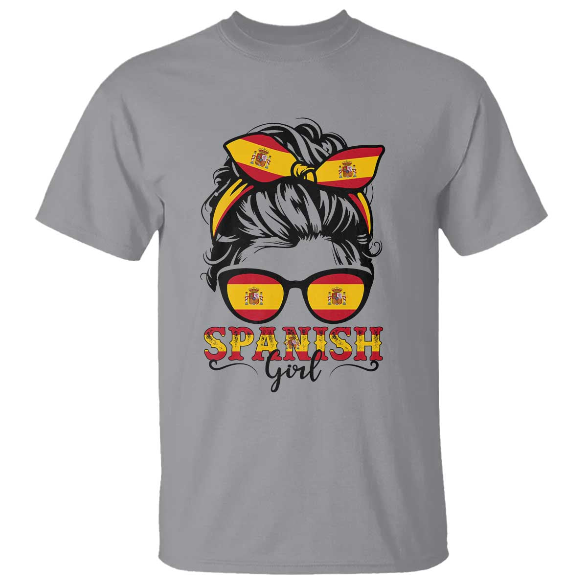Espana Spain Messy Bun Girl Spanish Flag T Shirt TS14 Sport Gray Print Your Wear
