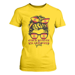Espana Spain Messy Bun Girl Spanish Flag T Shirt For Women TS14 Daisy Print Your Wear