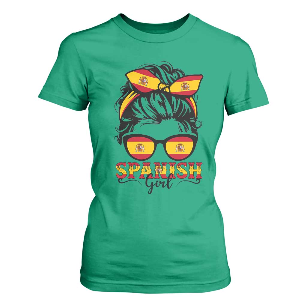 Espana Spain Messy Bun Girl Spanish Flag T Shirt For Women TS14 Irish Green Print Your Wear