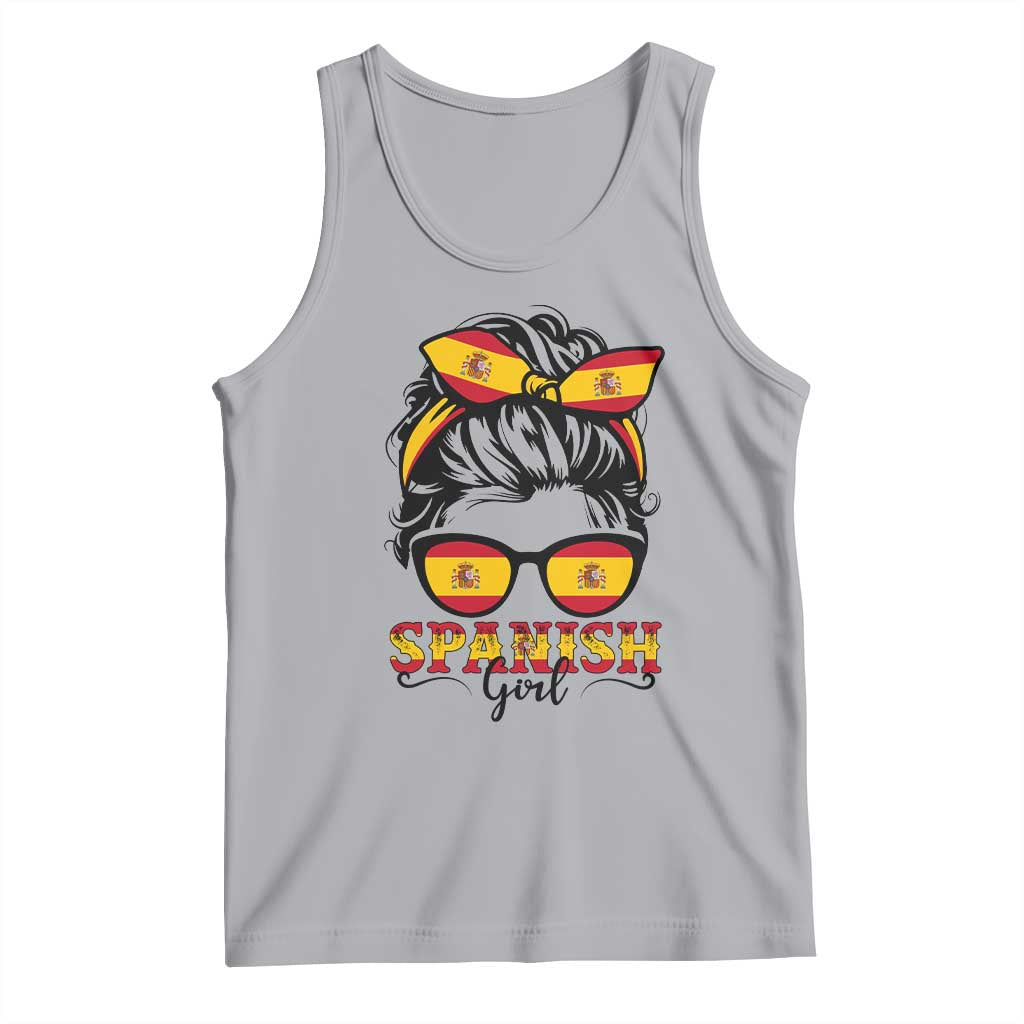 Espana Spain Messy Bun Girl Spanish Flag Tank Top TS14 Athletic Heather Print Your Wear