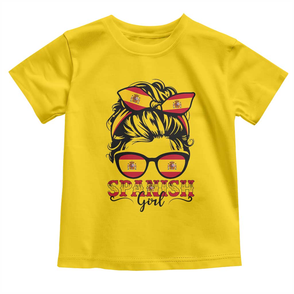 Espana Spain Messy Bun Girl Spanish Flag Toddler T Shirt TS14 Daisy Print Your Wear