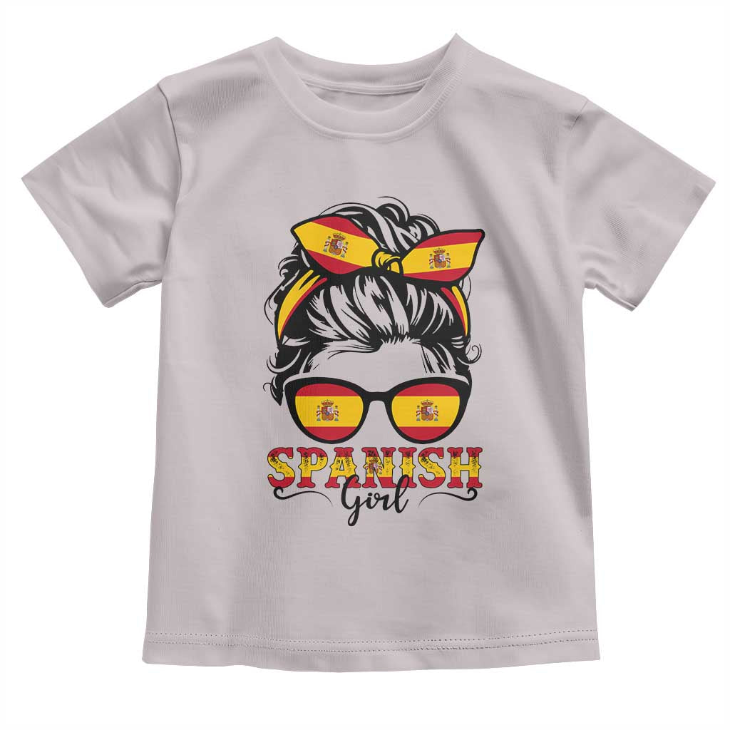 Espana Spain Messy Bun Girl Spanish Flag Toddler T Shirt TS14 Ice Gray Print Your Wear