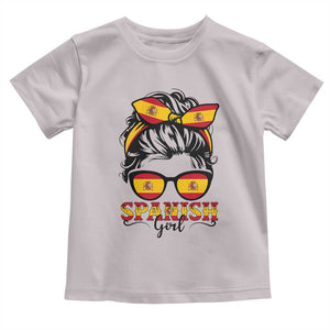 Espana Spain Messy Bun Girl Spanish Flag Toddler T Shirt TS14 Ice Gray Print Your Wear