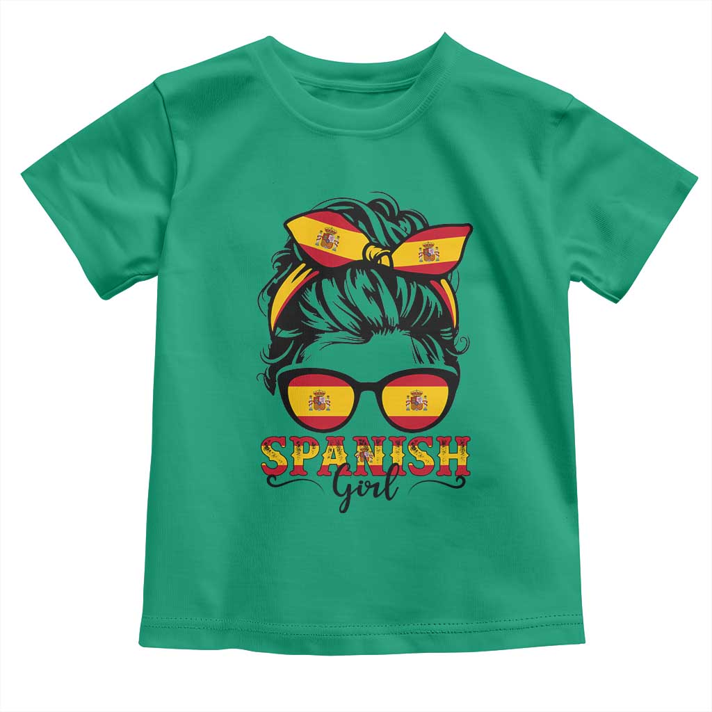 Espana Spain Messy Bun Girl Spanish Flag Toddler T Shirt TS14 Irish Green Print Your Wear