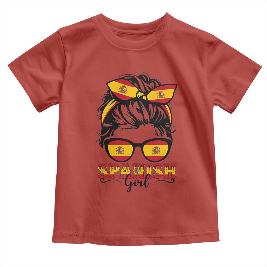 Espana Spain Messy Bun Girl Spanish Flag Toddler T Shirt TS14 Red Print Your Wear