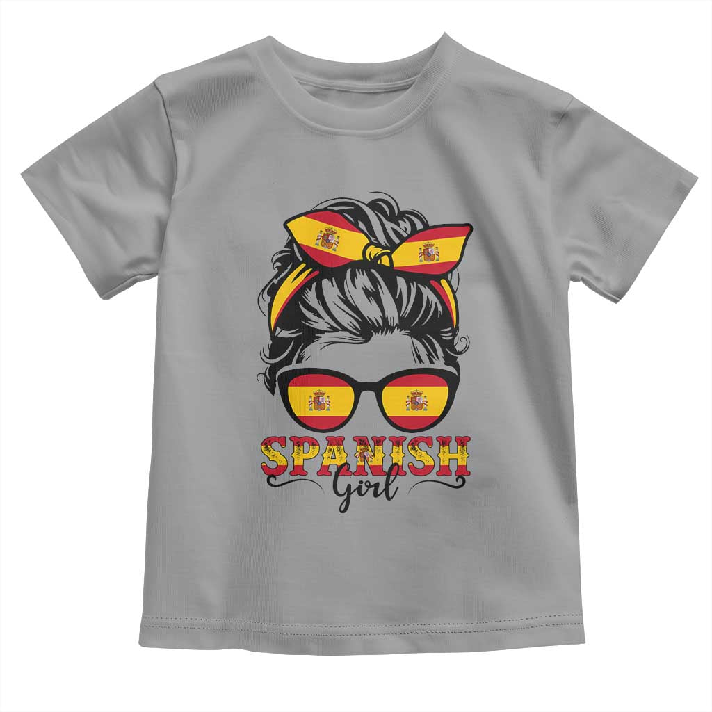 Espana Spain Messy Bun Girl Spanish Flag Toddler T Shirt TS14 Sport Gray Print Your Wear