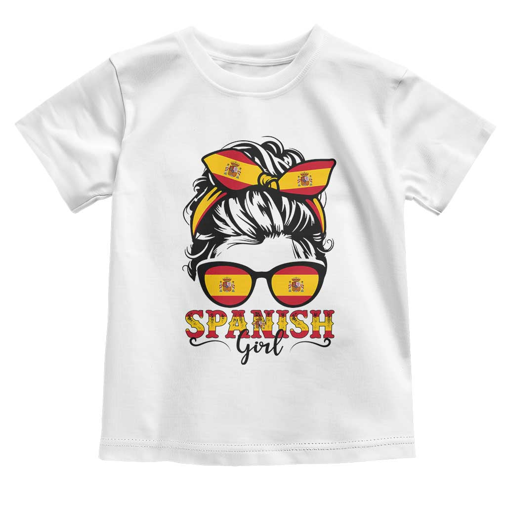 Espana Spain Messy Bun Girl Spanish Flag Toddler T Shirt TS14 White Print Your Wear