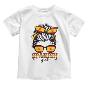 Espana Spain Messy Bun Girl Spanish Flag Toddler T Shirt TS14 White Print Your Wear