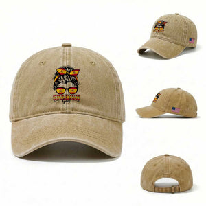 Espana Spain Messy Bun Girl Spanish Flag Washed Cotton Baseball Cap TS14 Washed Cap Universal Fit Khaki Print Your Wear